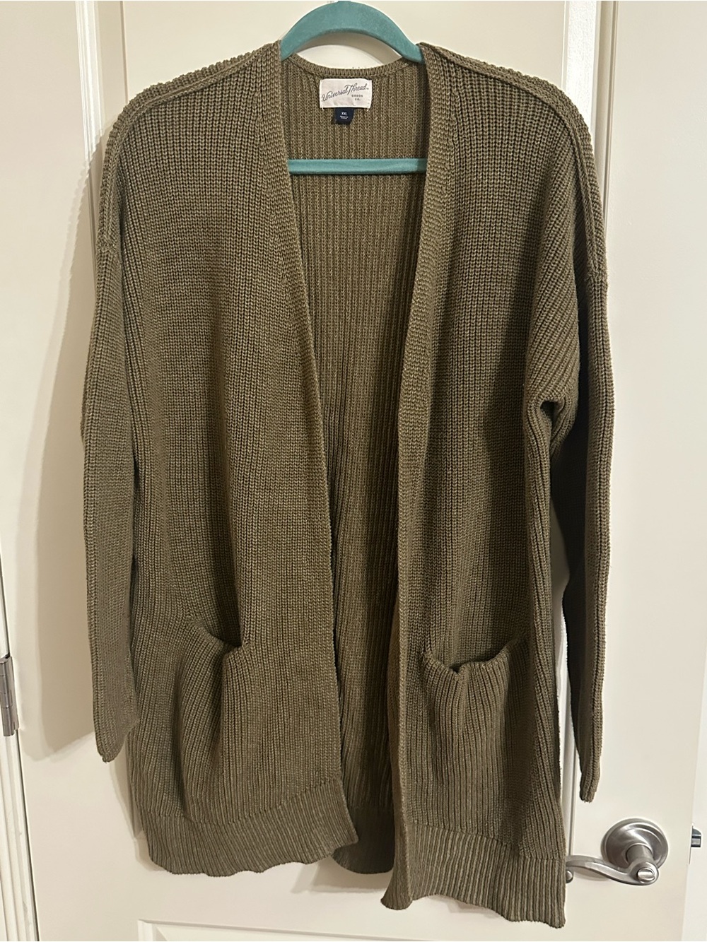 Universal Thread Open-Front Olive Green Knit Cardigan